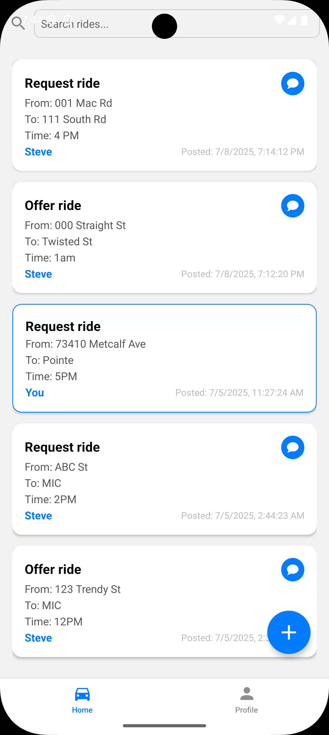 College Rideshare (WIP) screenshot
